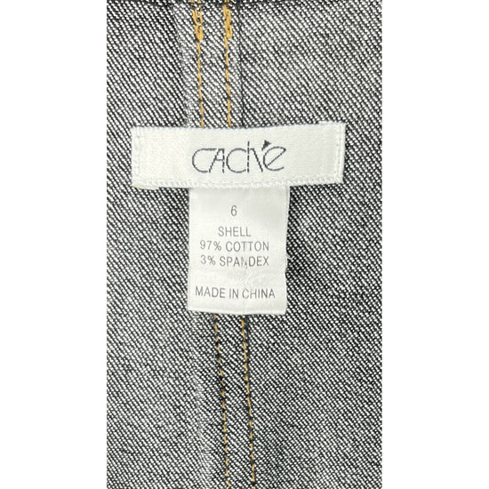 Cache Denim Jacket 3-Button Detail Rust Stitching Black Size 8 SKU 000425-1