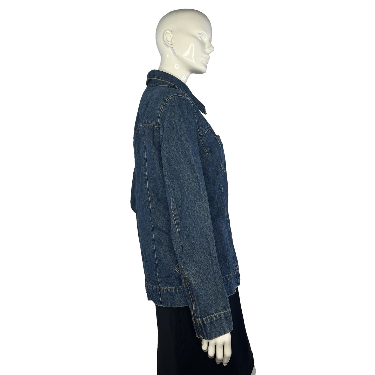 Denim & Co. Denim Jacket Zip-Up Dark Blue Size M SKU 000425-4