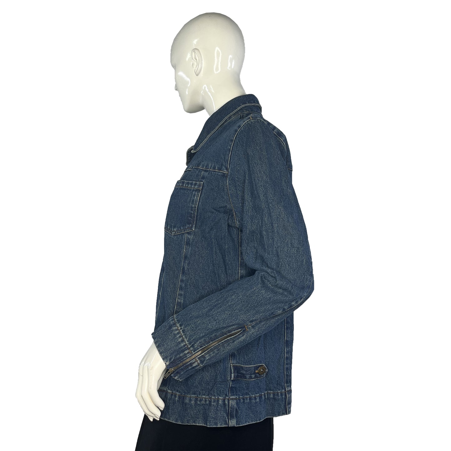 Denim & Co. Denim Jacket Zip-Up Dark Blue Size M SKU 000425-4