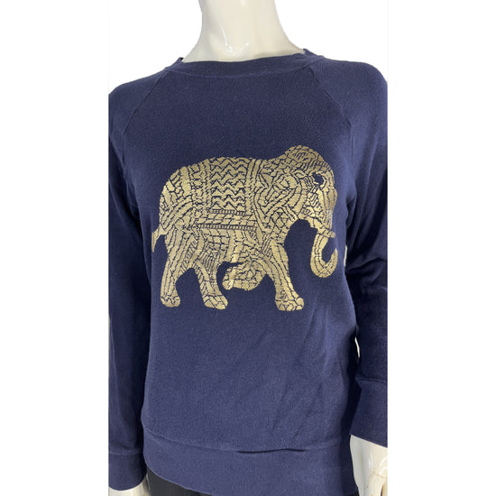J. Crew Sweater Pull Over Elephant Graphic Navy, Gold Size S SKU 000218-14
