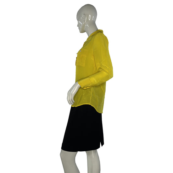 J. Crew Top Long Sleeves Collared Button Down Bright Yellow Size 6 SKU 000229-2