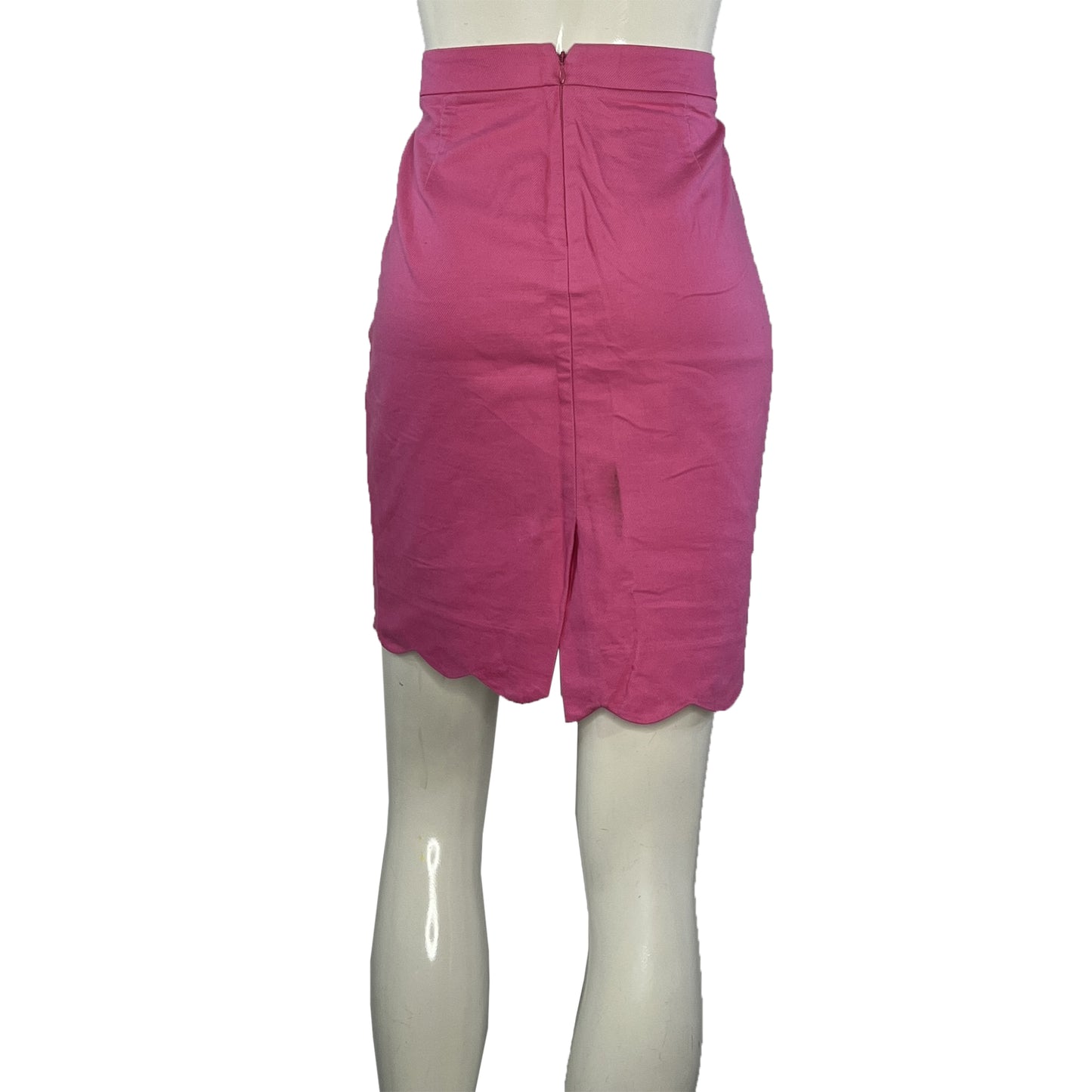 J Crew Pencil Skirt Above-Knee Scallop Detail Barbie-Pink Size 4 SKU 000417