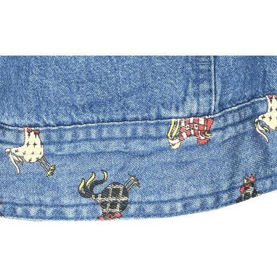 Mandal Bay Collared Button Down Roosters Top Blue Sz M SKU 000425-7