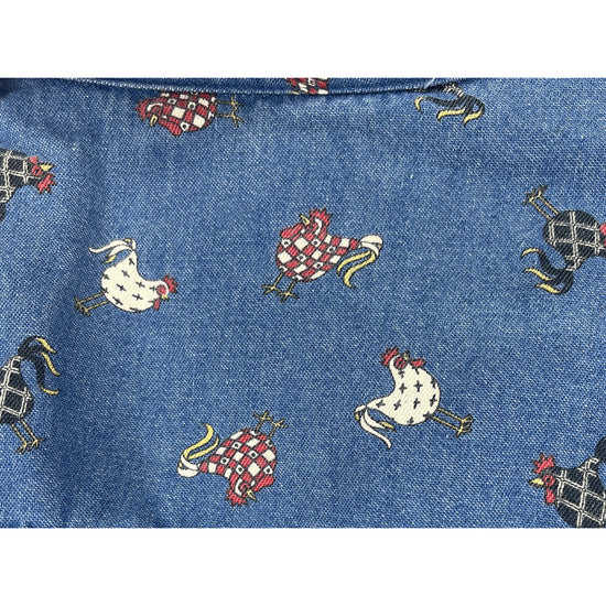 Mandal Bay Collared Button Down Roosters Top Blue Sz M SKU 000425-7