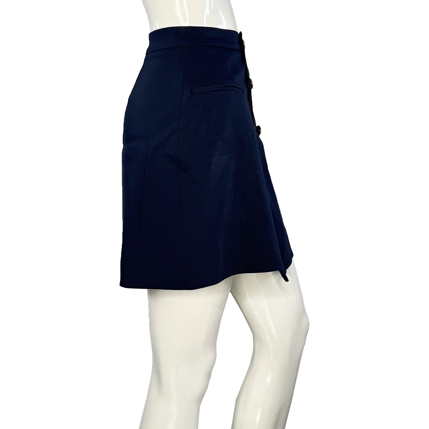 Zara Skirt Mini Asymmetric Gold Buttons Navy Size L SKU 000271-24
