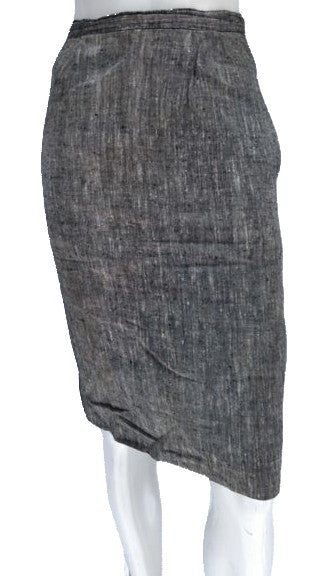 70's Tweed Black and Grey Just Below the Knee Power A-Line Skirt Size 2 SKU 000133