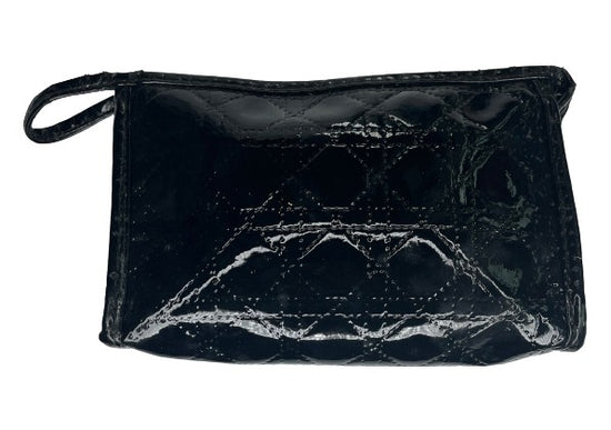 Shasa Makeup Bag Quilt Pattern Zipper Enclosure Black SKU 000432