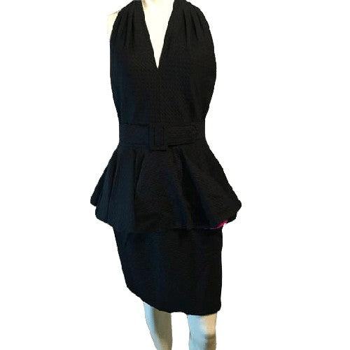 A.J. Bari 70's Black Belted Dress Size 12 SKU 000123
