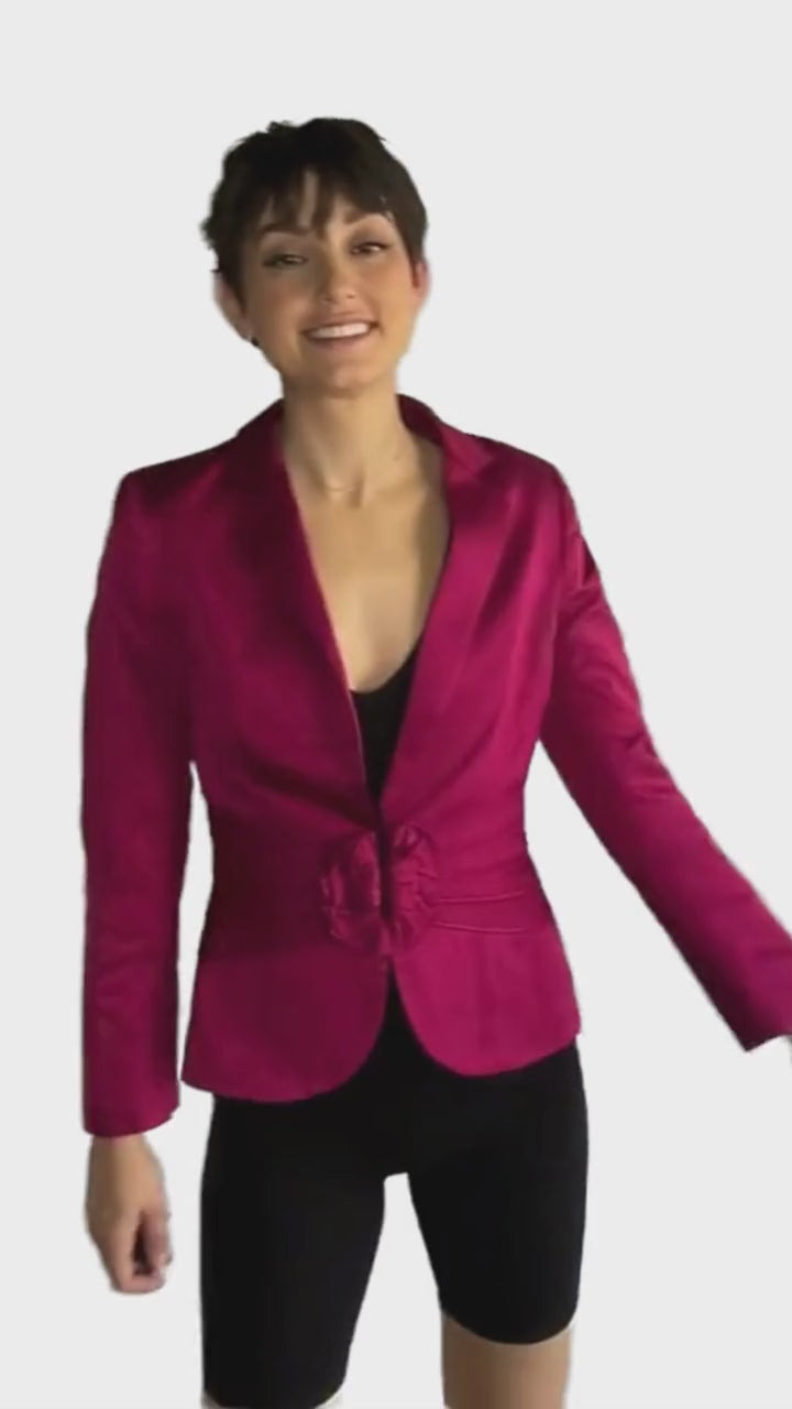 Load and play video in Gallery viewer, Escada 70&amp;#39;s Jacket Magenta Size 34 SKU 000209
