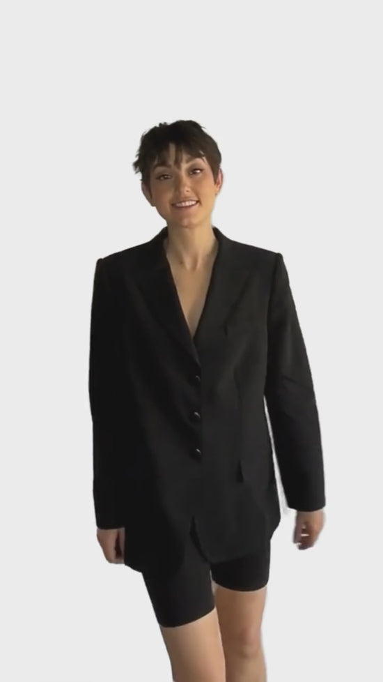 Load and play video in Gallery viewer, Armani Blazer Black Size 10 (SKU 000259-2)

