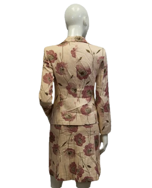 Moschino Cheap and Chic Peach Floral Print Skirt and Jacket Suit Sz 6 SKU 000084