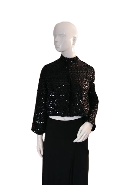 Sequined Top Black Cropped , Size M (SKU 000214-2)
