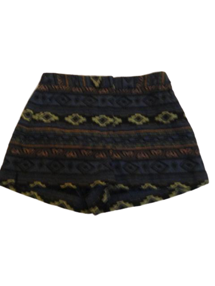 BCBG 80's Aztec Print Shorts Mid Thigh Blue Size 4 SKU 000274-5