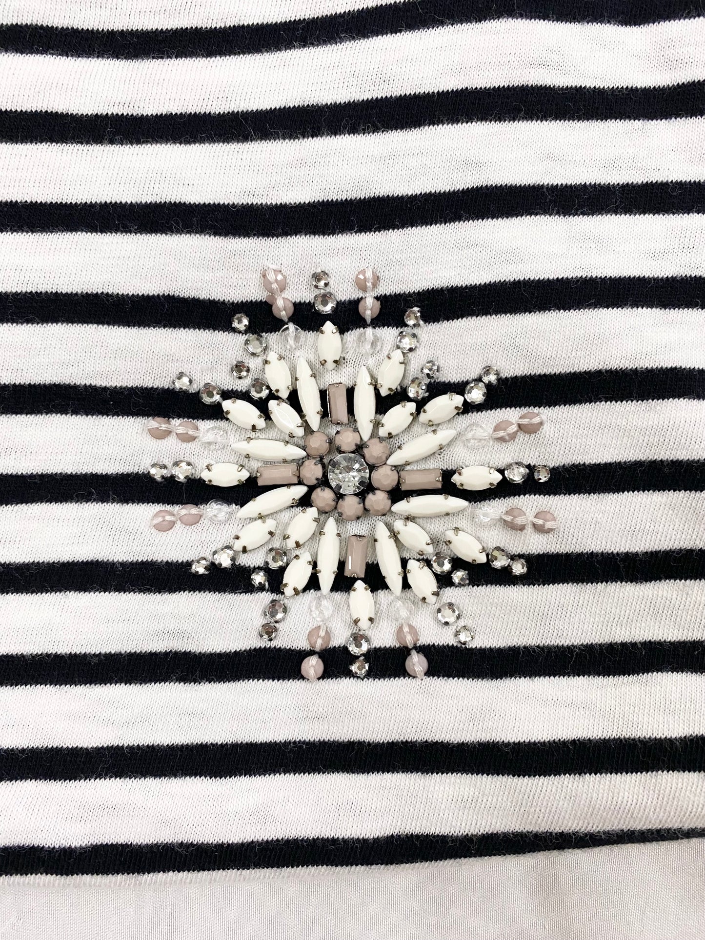 J.CREW Top, Black and White, Beading on Chest, Size M, SKU 000363-13