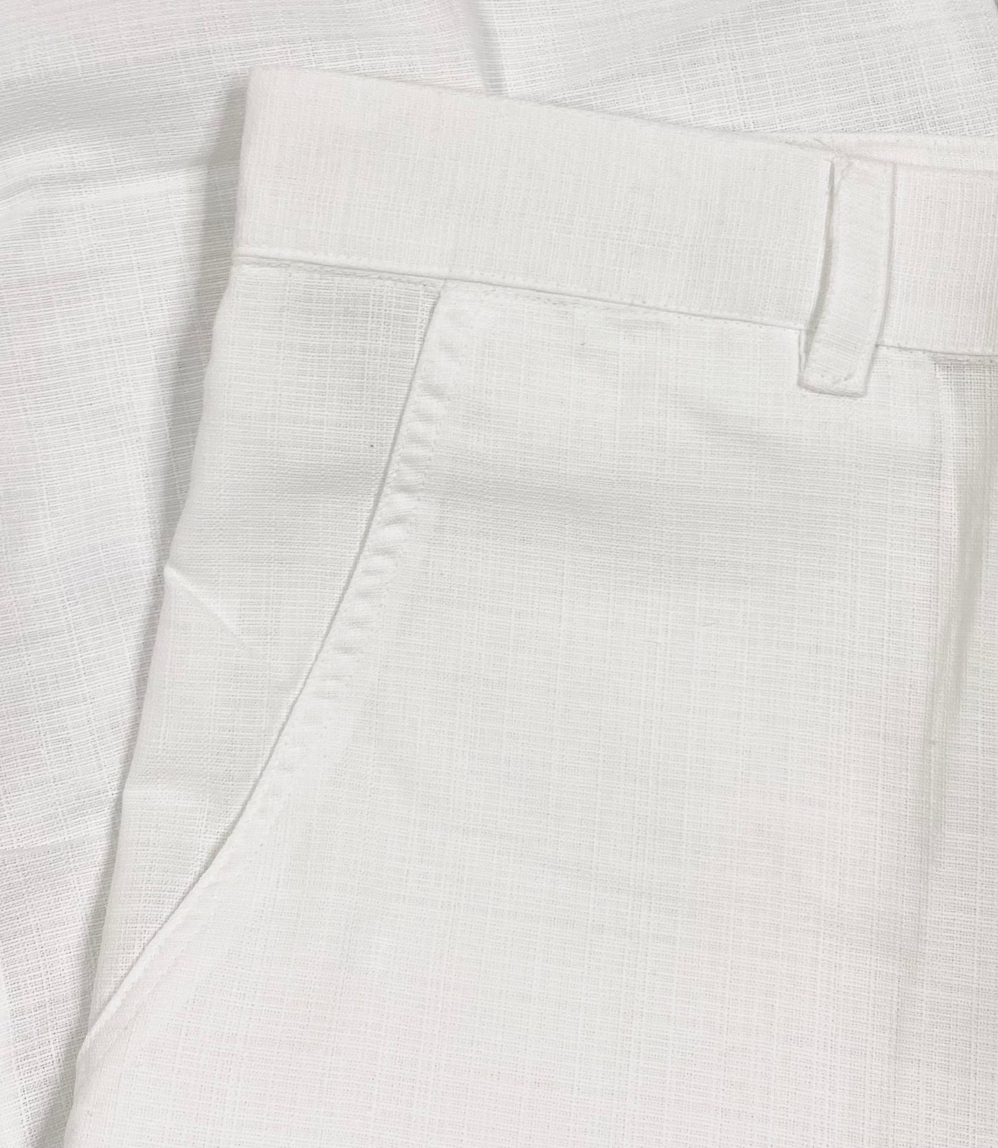 KIKE LINO Men's Pants, White Linen, Size 38, SKU 000313-10