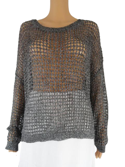 Top Crocheted Sparkling Steele Gray Size L SKU 000185-19