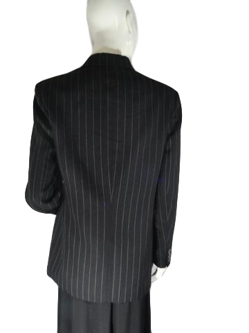 DKNY 70's Jacket Black White Pin Stripes Size 8 SKU 000196-7