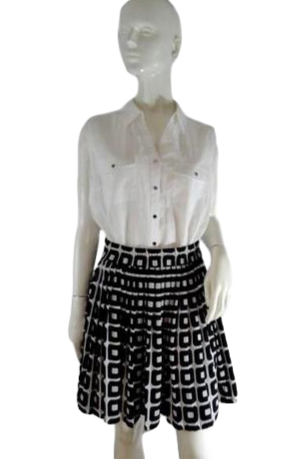 Banana Republic 70's Skirt White with Black Squares Size M SKU 000232-9