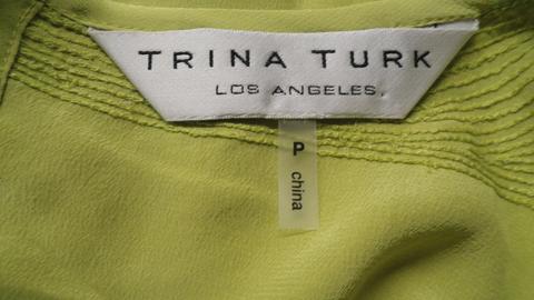 Trina Turk 80's Blouse Lime Green Size P SKU 000234-13