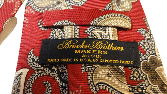 Men's Brooks Brothers Tie Red Print SKU 000284-5 Bg1