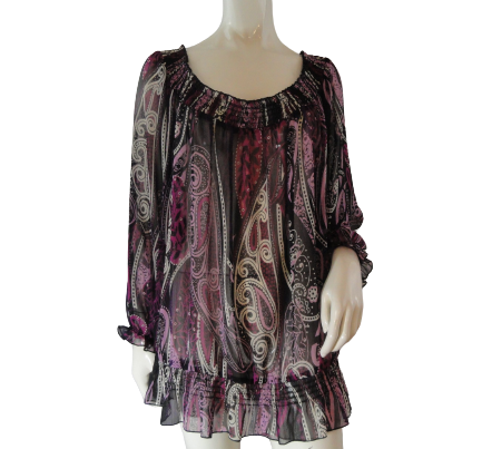 Pure Energy 60's Top with Colorful Designs Sz L SKU 000283-4