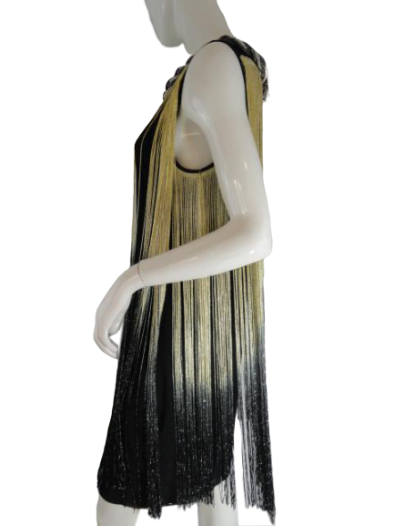 Eden Dress Black with Fringe Size XL NWT SKU 000218-17  Designers On A Dime
