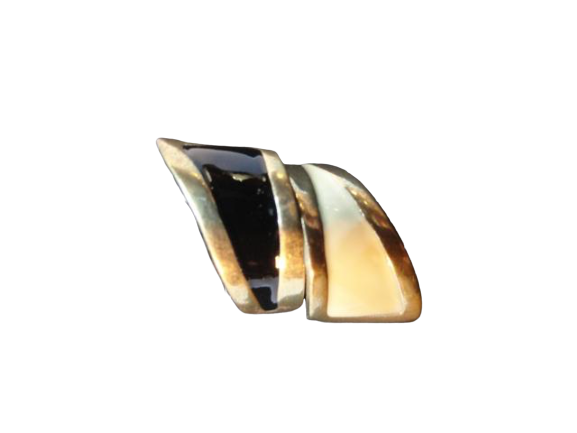 Jewelry Ring Gold Tone Band with Ebony & Ivory Inlay (SKU 000163-30)