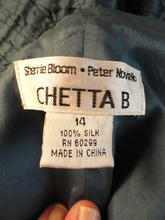 Chetta B 70's Ruffled Silk Top Green Size 14 SKU 000081