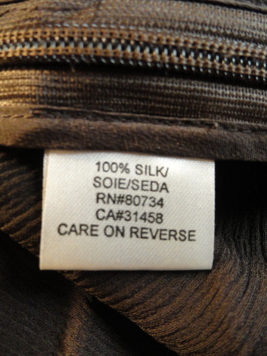 BCBG Top Sheer Into Silk Brown Size M SKU 000090G 80's Tan