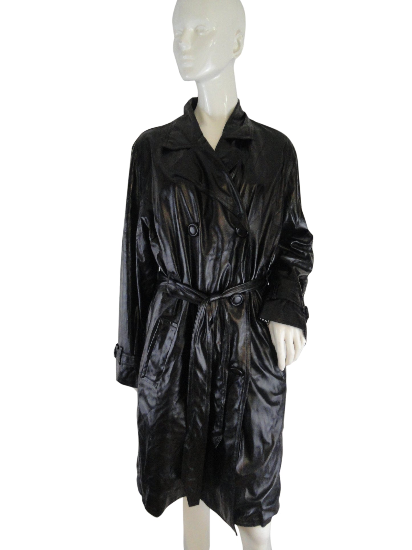 Anne Klein 70's Raincoat Black Size 1X SKU 000104