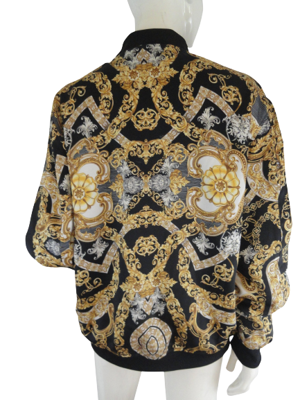 Zara 80's Baseball Jacket Black & Gold Size L SKU 000106-3