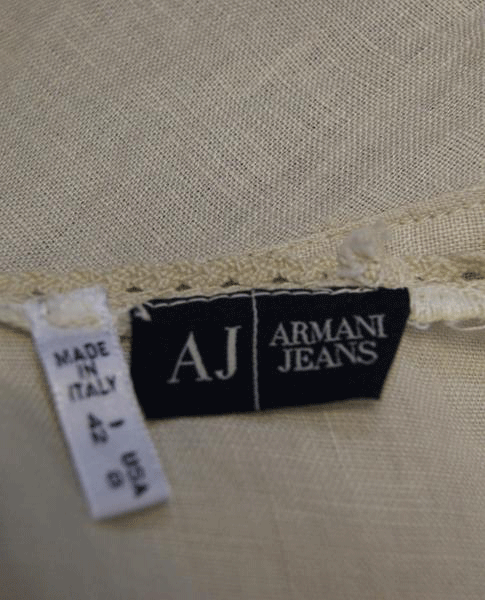 Armani Jeans Tan Round Neck Linen Top Size US 8 SKU 000052