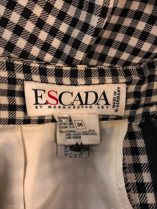 Escada 70's Skirt Black/White Herringbone Pattern Size 38 SKU 000261-2