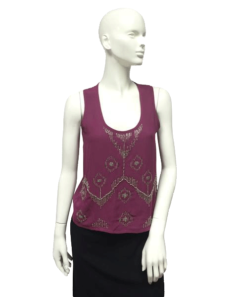 Sweet Rain 90's Top Mauve with Silver Beads Size M NWOT SKU 000096