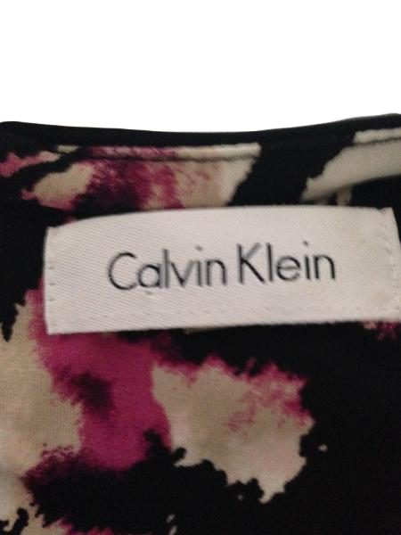 Calvin Klein 70's Top Black Multi Colored Print Size Small SKU 000209