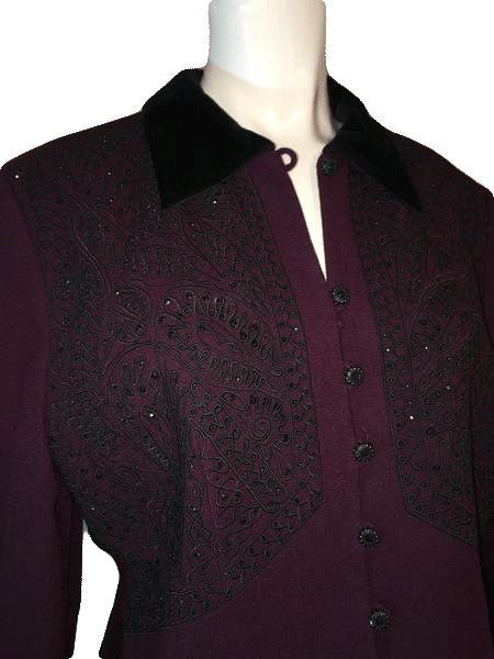 Albert Nipon 70's Evening Burgandy Blazer Size 14 SKU 000150