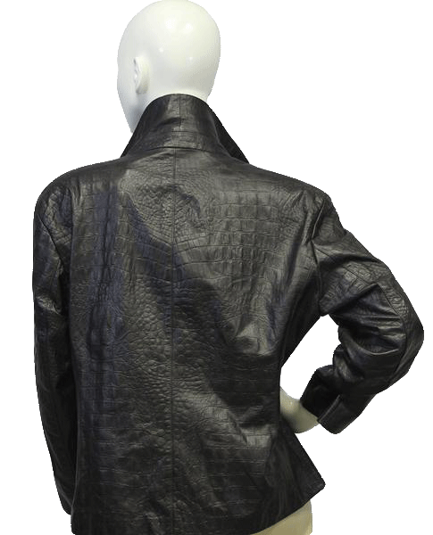 Brown Leather Alligator Print Jacket Sz 44 (SKU 000018)