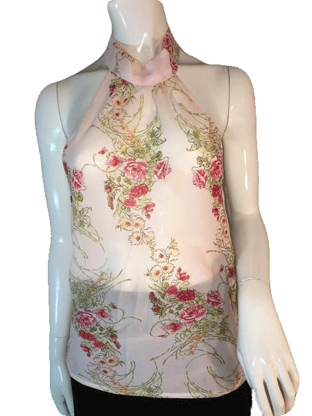 Rubber Ducky Productions, Inc. Sheer Pink Floral Sleeveless Top Size L SKU 000205