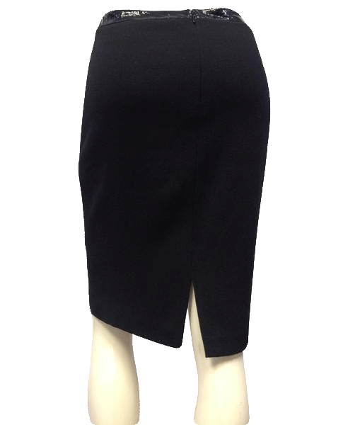 Elie Tahari 70's Skirt Black with Patent Leather Trim Sz 2 (EU) SKU 000039