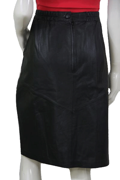 Venezia 80's Black Leather Skirt Size H-6 SKU 000104