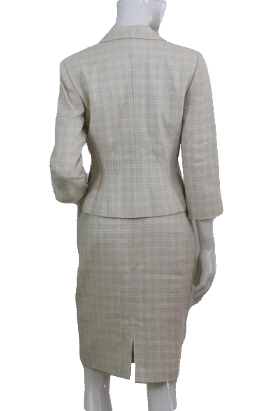 Maggie London 70's Beige and White Two Piece Suit Set  Size 6 SKU 000112