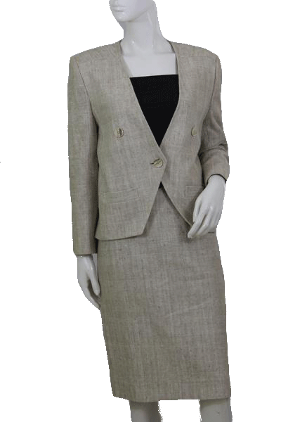 European Design Beige Two Piece Skirt Suit Set SKU 000112