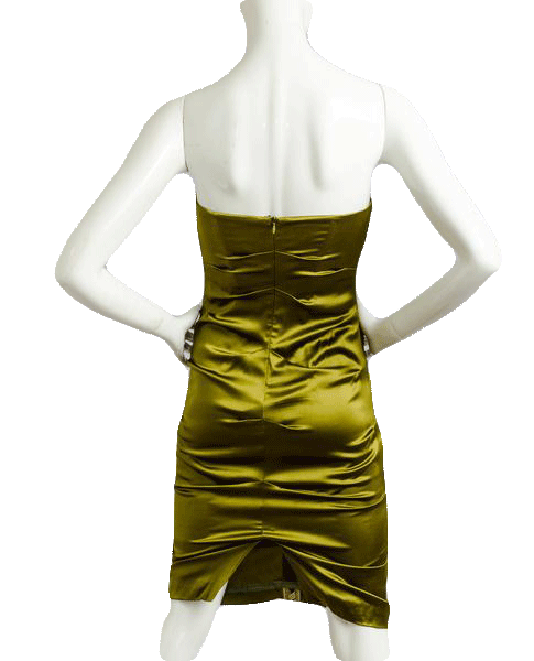 Nicole Miller 70's Heritage Silk Dress Olive Green Size 0 SKU 000077