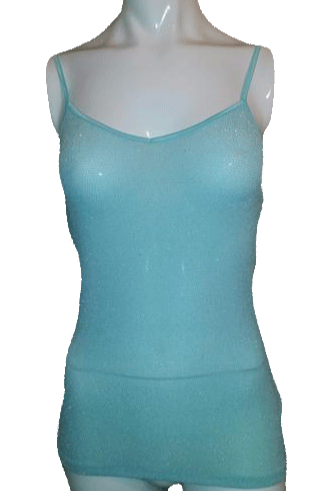 Designers on a Dime 70's Aquamarine Tank Top with Metalic Sparkle Size Small SKU 000170