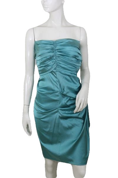 Nicole Miller 80's Teal Strapless Cocktail Party Dress  Size 2 SKU 000172
