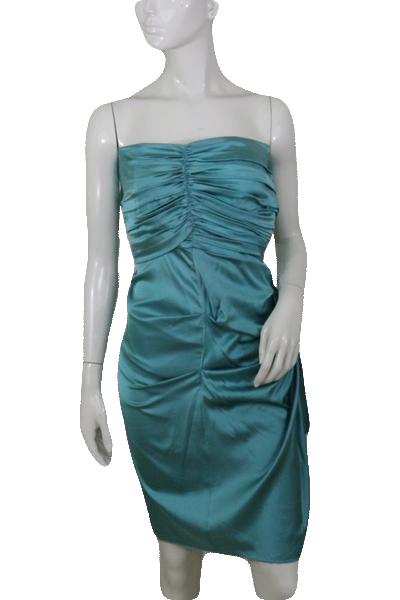 Nicole Miller 80's Teal Strapless Cocktail Party Dress  Size 2 SKU 000172