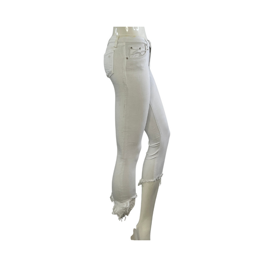 Rag & Bone Capri Pants Denim Fray Detail White Size 24 SKU 000012