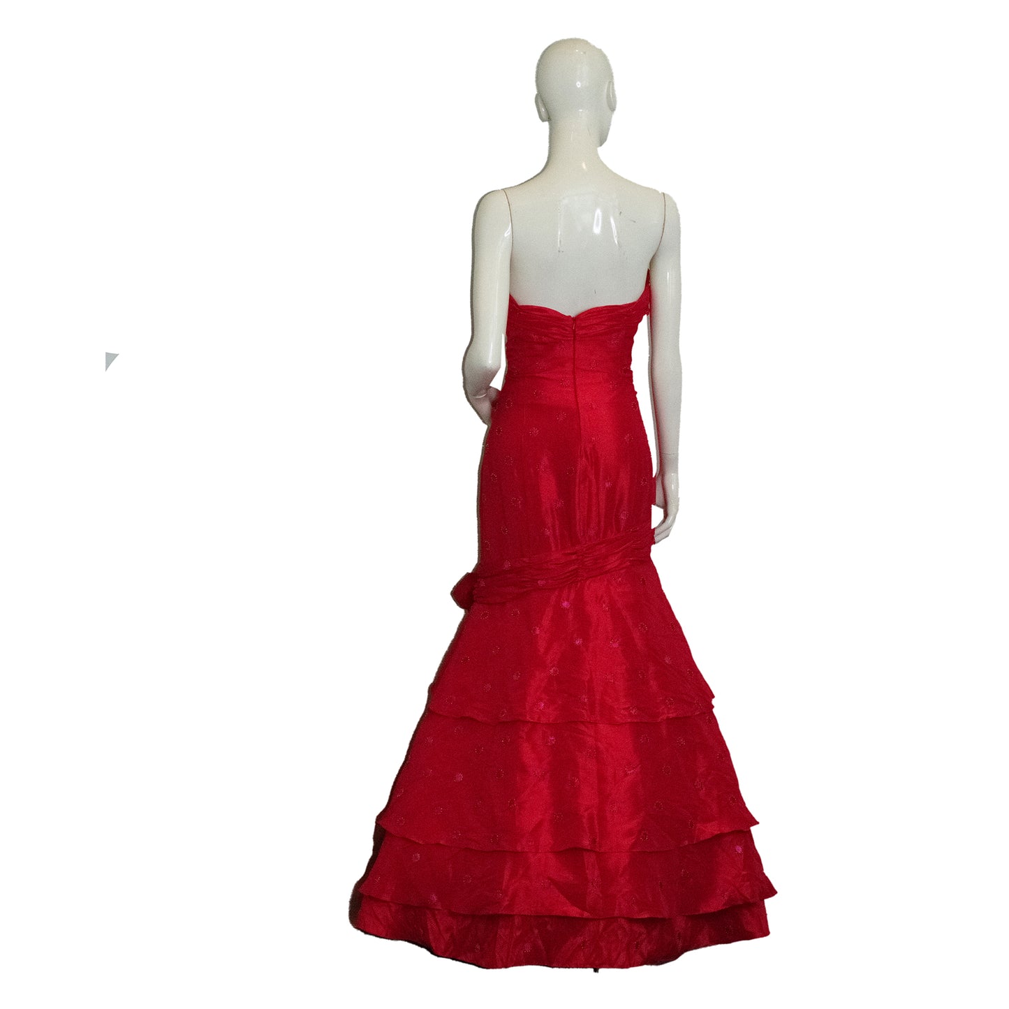Tiffany Designs Tube-Top Ball Gown w Flower Detail Embellished Red Size 14 SKU 000356-2