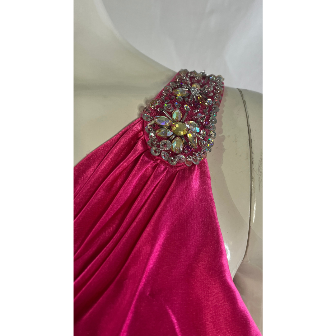 Nina Canacci Gown Embellished Hot Pink Size 8 SKU 000379