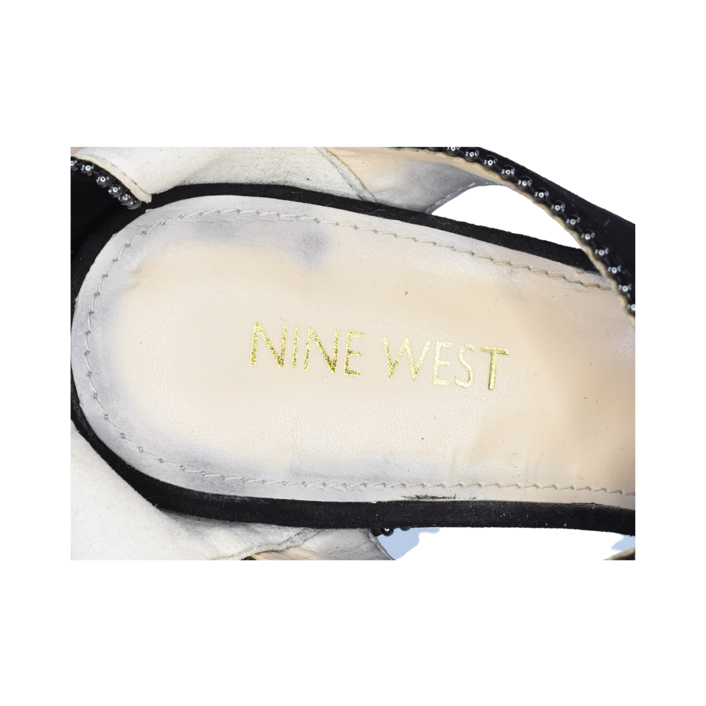 Nine West High Heel Black w Silver Bead Detail Size 8.5 SKU 000131-5